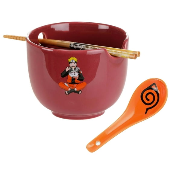 Naruto Shippuden Ramen Noodles Bundle Set with Naruto Ramen Bowl, Spoon, And Reusable Bamboo Chopsticks