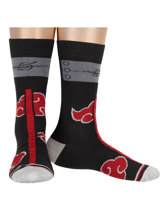 : Shippuden Red Cloud Rain Of Blood Justice Anime Crew Socks (8-12) Manga Crew Calf Socks