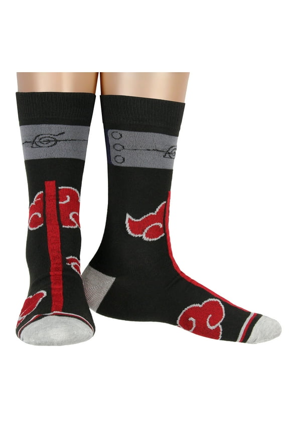 Naruto: Shippuden Red Cloud Rain Of Blood Justice Anime Crew Socks (8-12) Manga Crew Calf Socks