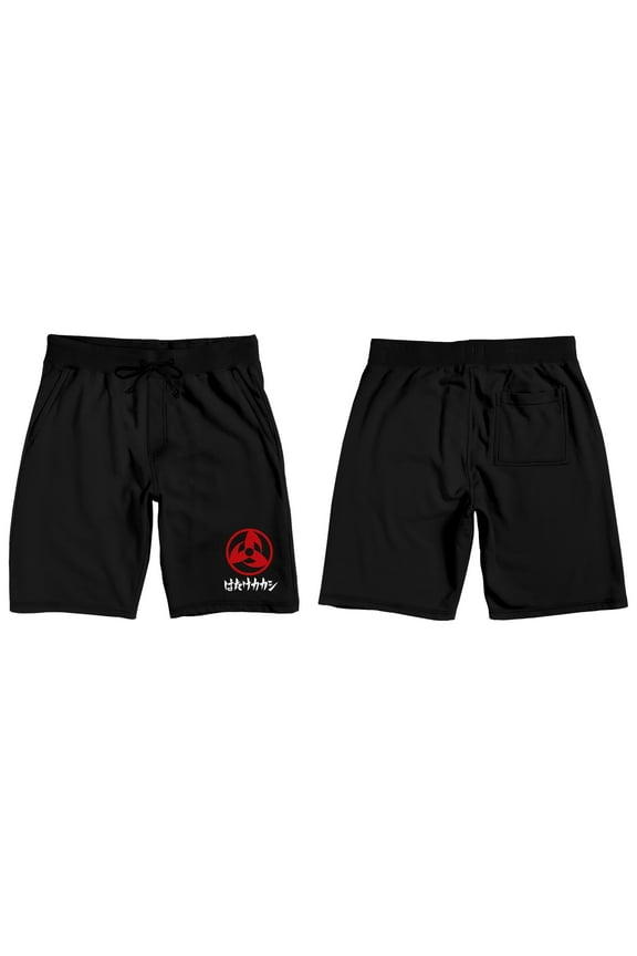 Naruto Shippuden Red Naruto Logo Men's Black Sleep Pajama Shorts-XXL