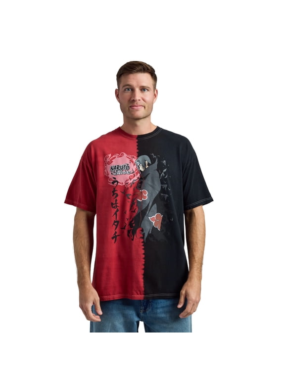 Naruto Shippuden Sasuke Akatsuki Split Dye Short Sleeve Tee-XXL