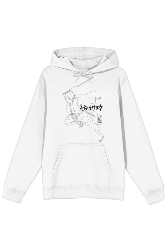Naruto Shippuden Sasuke Men's White Hoodie-Small