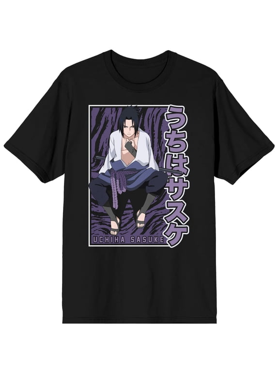 Naruto Shippuden Sasuke Uchiha Character Men's Black Graphic Tee-X-Large