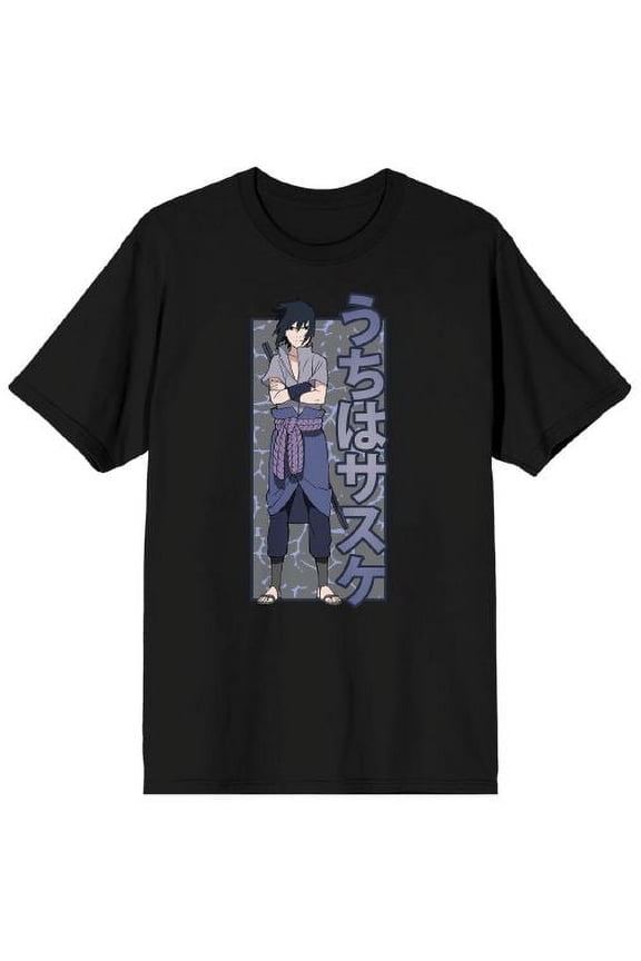 Naruto Shippuden Sasuke Uchiha Men's Black Graphic Tee-Small