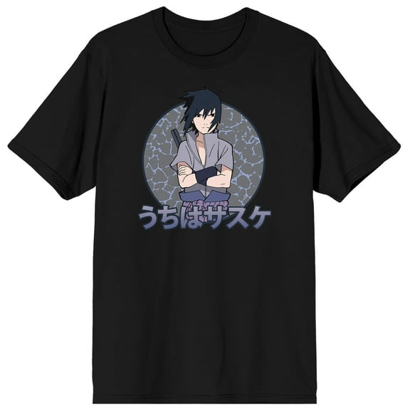 Naruto Shippuden Sasuke Uchiha Men's Black T-shirt-3XL