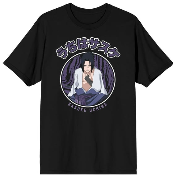 Naruto Shippuden Sasuke Uchiha Men's Black T-shirt-XXL