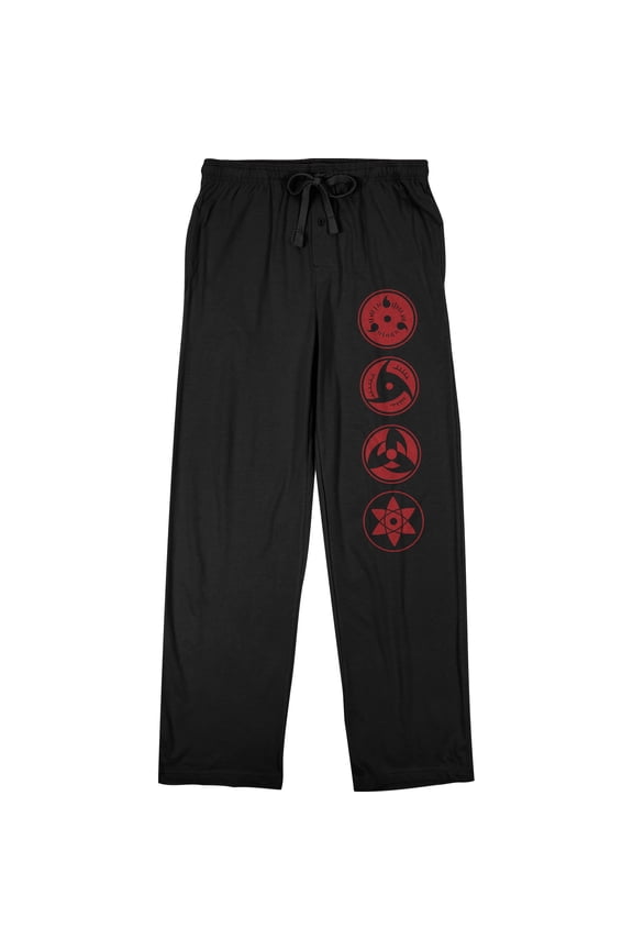 Naruto Shippuden Sharingans Men's Black Sleep Pajama Pants-Large