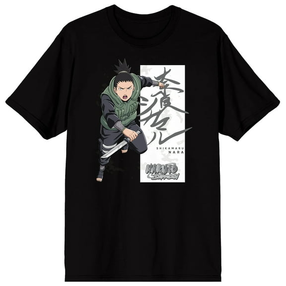 Naruto Shippuden Shikamaru Adult Black Crew Neck Short Sleeve T-shirt