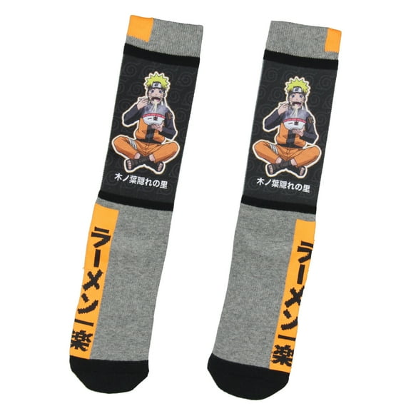 Naruto Shippuden Socks Anime Manga Men's Ichiraku Ramen Mid-Calf Athletic Crew Socks