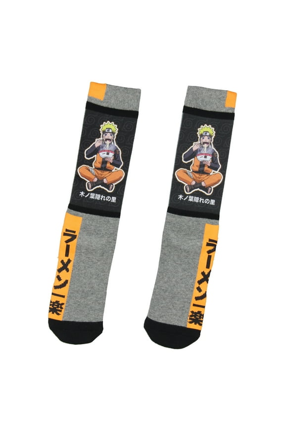 Naruto Shippuden Socks Anime Manga Men's Ichiraku Ramen Mid-Calf Athletic Crew Socks