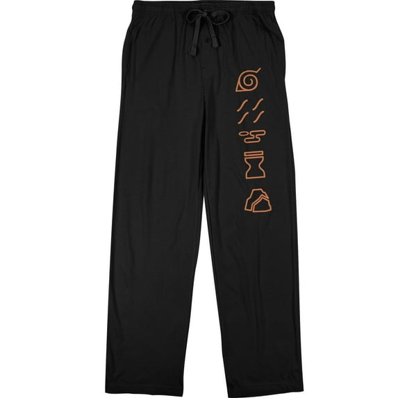 Naruto Shippuden Symbols Men's Black QT Sleep Pajama Pants-Small
