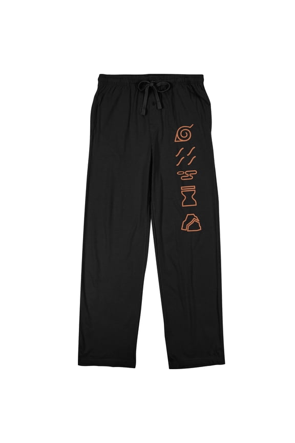 Naruto Shippuden Symbols Men's Black QT Sleep Pajama Pants-XL