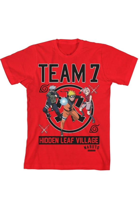 Naruto Shippuden Team 7 Boy's Red T-shirt -Medium