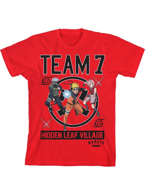 Naruto Shippuden Team 7 Boy's Red T-shirt -Small