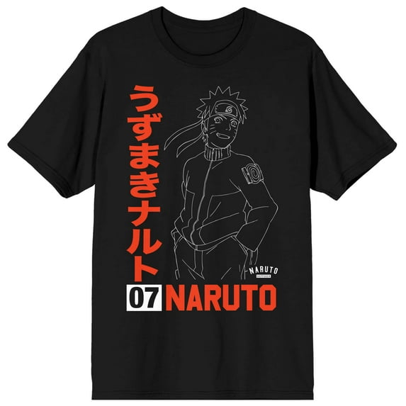 Naruto Shippuden Uzumaki Line Art Men's Black T-shirt-5XL