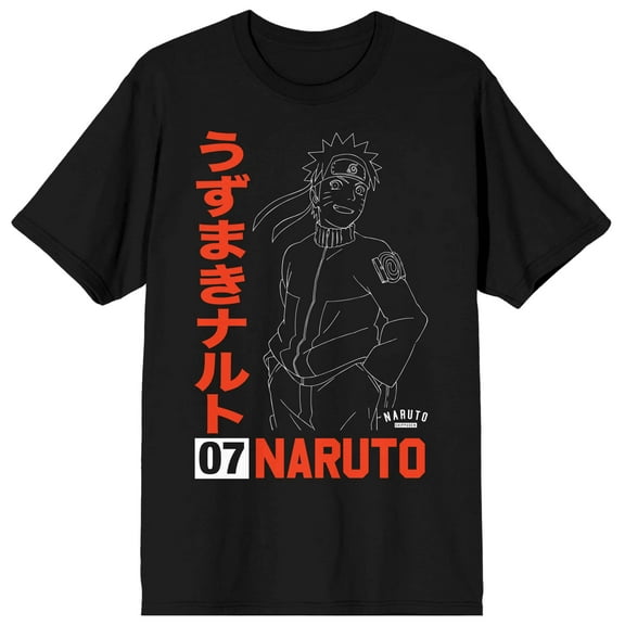 Naruto Shippuden Uzumaki Line Art Men's Black T-shirt-Medium