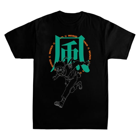 Naruto Shippuden Wind Men's Black T-Shirt-Medium