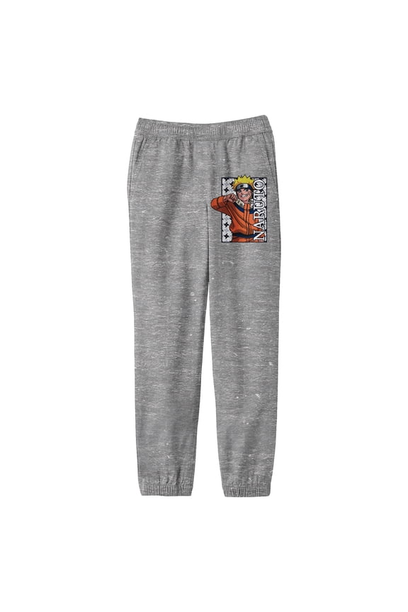 Naruto Smiling Naruto Character Youth Athletic Gray Graphic Jogger Pants-XL