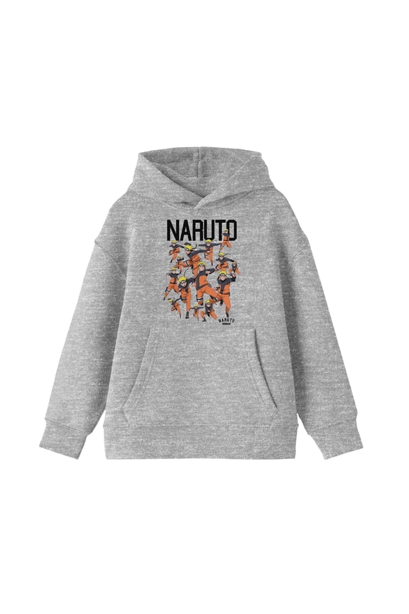 Naruto Squad Art Youth Heather Gray Hoodie-M
