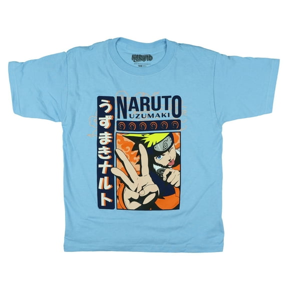 Naruto Uzumaki T-Shirt Boy's Tongue Out Pose Winky Face Short Sleeve Top