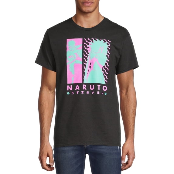Naruto Uzumaki T-Shirt Men's Neon Fight Pose Short Sleeve Graphic Top
