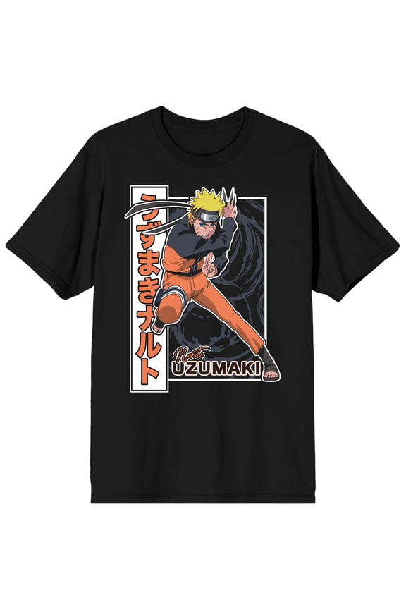 Naruto Uzumaki With Kunai Ninja Men's Black Graphic Tee-Large