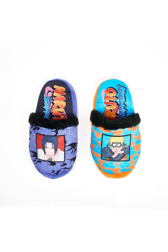 Naruto Shippuden House Slippers, Naruto vs Sasuke Artwork, Officially Licensed Plush Indoor