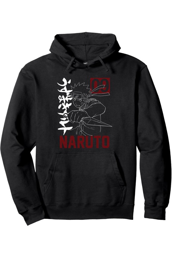 Naruto with Kunai Kanji Pullover Hoodie