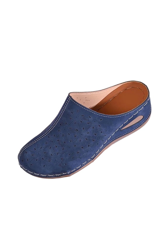 Clogs for Women's Leather Mules Comfortable Non Slip Wedge Slip-On Closed Toe Sandals Summer Casual Walking Platform Slides