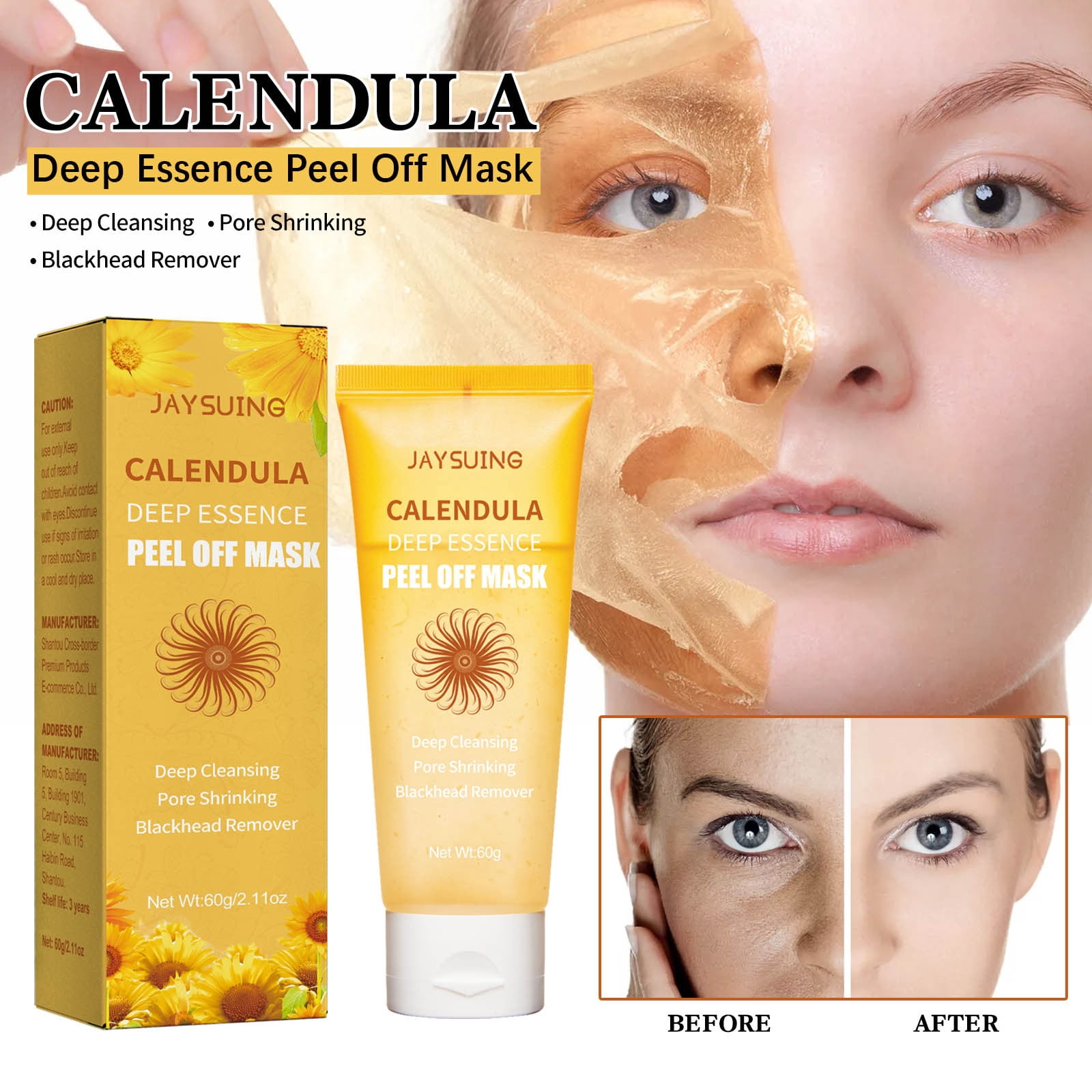 Narveanno Deals 60g Calendula Peel Off Facial Mask To, Moisturize, Purify Blocked Pores