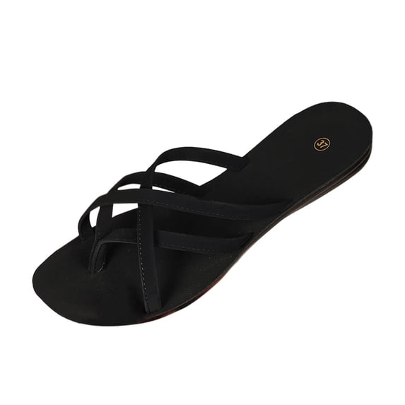 Narveanno Flat Strappy Sandals for Women Dressy Summer Comfortable Casual Walking Sandals for Beach, Vacation & Daily Wear Black 9