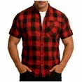thumbnail image 1 of Narveanno Men's Casual Plaid Button Down Short Sleeve Shirt Red,L, 1 of 7