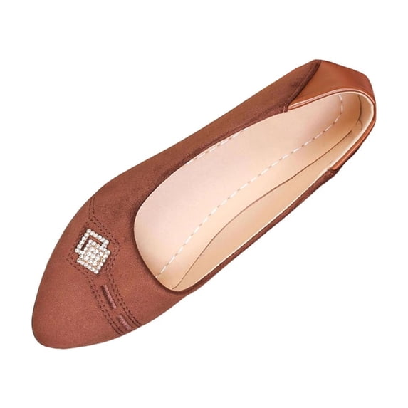 Narveanno Women's Flats Shoes Black Ballet Flats Dress Shoes for Women Slip on Comfortable Dressy Loafers Brown 6.5