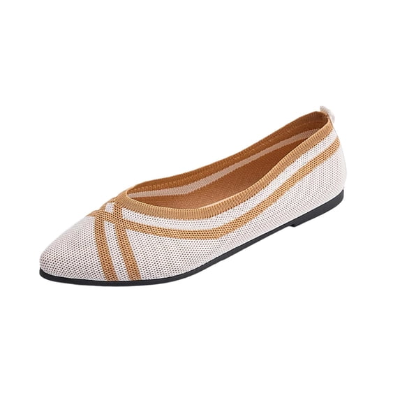 Narveanno Women's Flats Shoes Pointed Toe Knit Ballet Comfortable Dressy Slip On Flat Classic Ballet Office Work Shoes