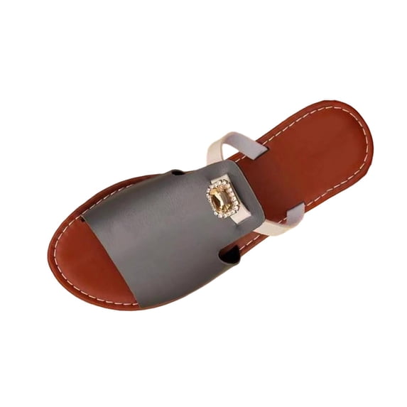Narveanno Women's Glitter Rhinestone Flat Sandals Dressy Comfortable Open Toe Slip On Summer Slides Shoes