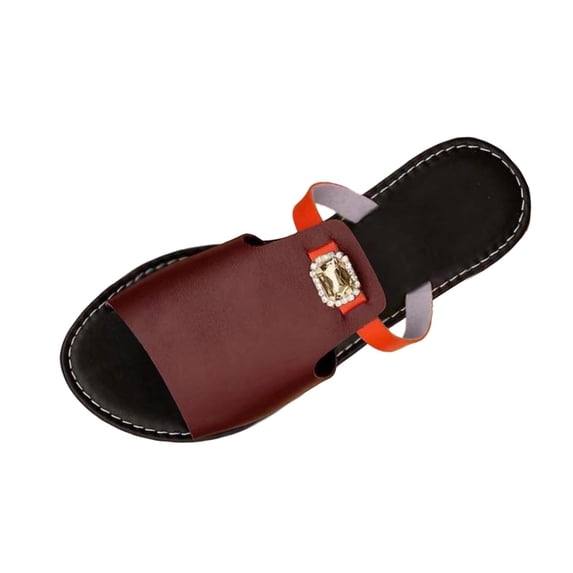 Narveanno Women's Glitter Rhinestone Flat Sandals Dressy Comfortable Open Toe Slip On Summer Slides Shoes
