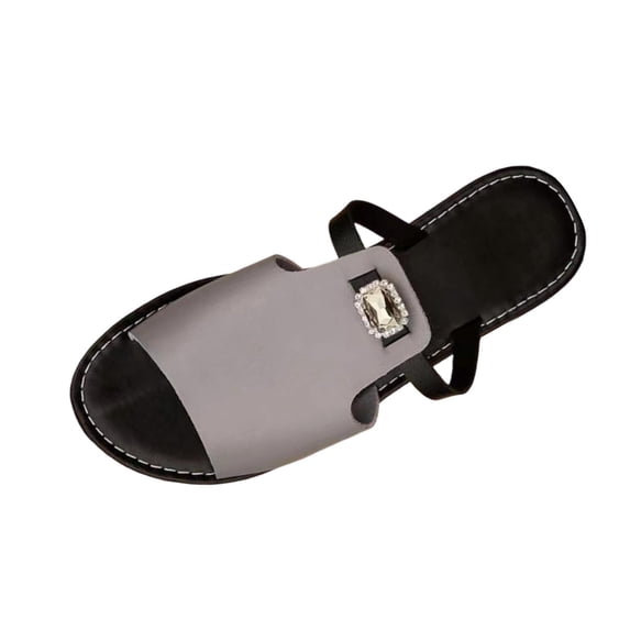 Narveanno Women's Glitter Rhinestone Flat Sandals Dressy Comfortable Open Toe Slip On Summer Slides Shoes