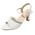 thumbnail image 1 of Narveanno Women's High Heels Sandals Open Peep Toe Mesh Rhinestones Ankle Strap Dress Wedding Party Pumps Shoes White 7, 1 of 7