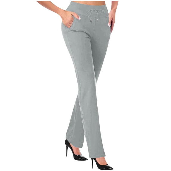 Narveanno Womens High Waist Dress Pants with Pockets Business Casual Work Pants for Women Stretchy Skinny Slacks for Office Gray,XL