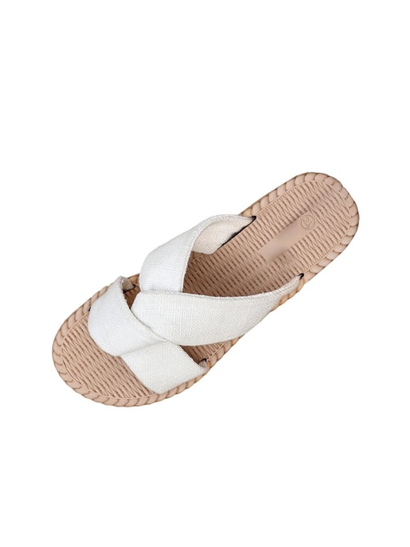 Womens Platform Espadrilles Sandals Bow Twist Open Toe Slip On Slides Summer Beach Shoes White 5.5