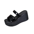 thumbnail image 1 of Narveanno Womens Slip-on Platform Wedge Sandals Open Toe High Heel Two Strap Wedge Mules Slides Prom Summer Dress Shoes, 1 of 8