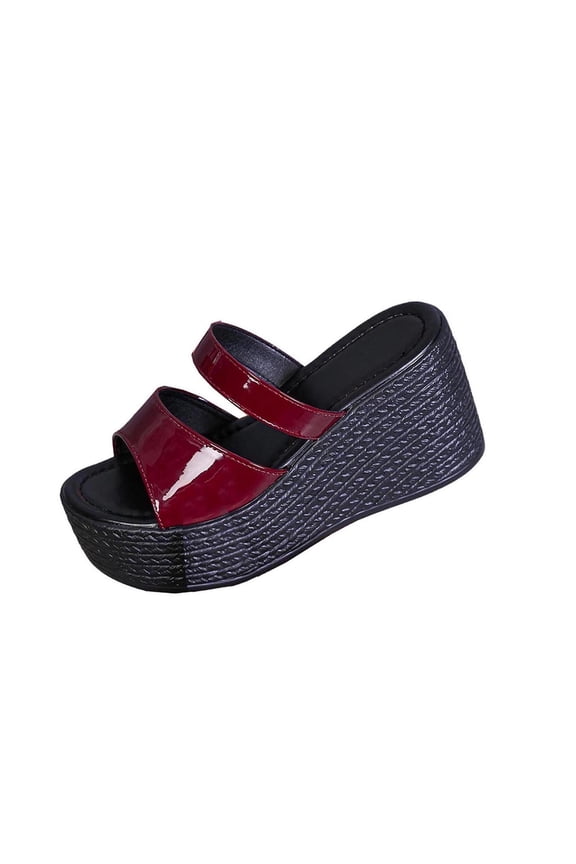 Womens Slip-on Platform Wedge Sandals Open Toe High Heel Two Strap Wedge Mules Slides Prom Summer Dress Shoes