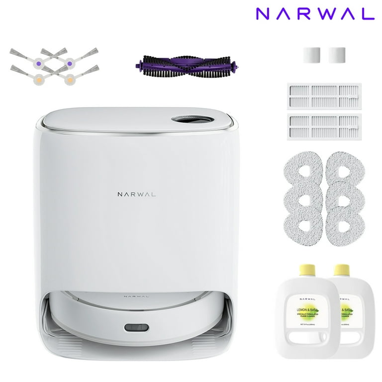 Narwal Freo Robot Vacuum Cleaner with Accessories Pack, Auto Empty Station,  Robot Mop with Auto Mop Washing & Drying, Wifi, APP Control, White 