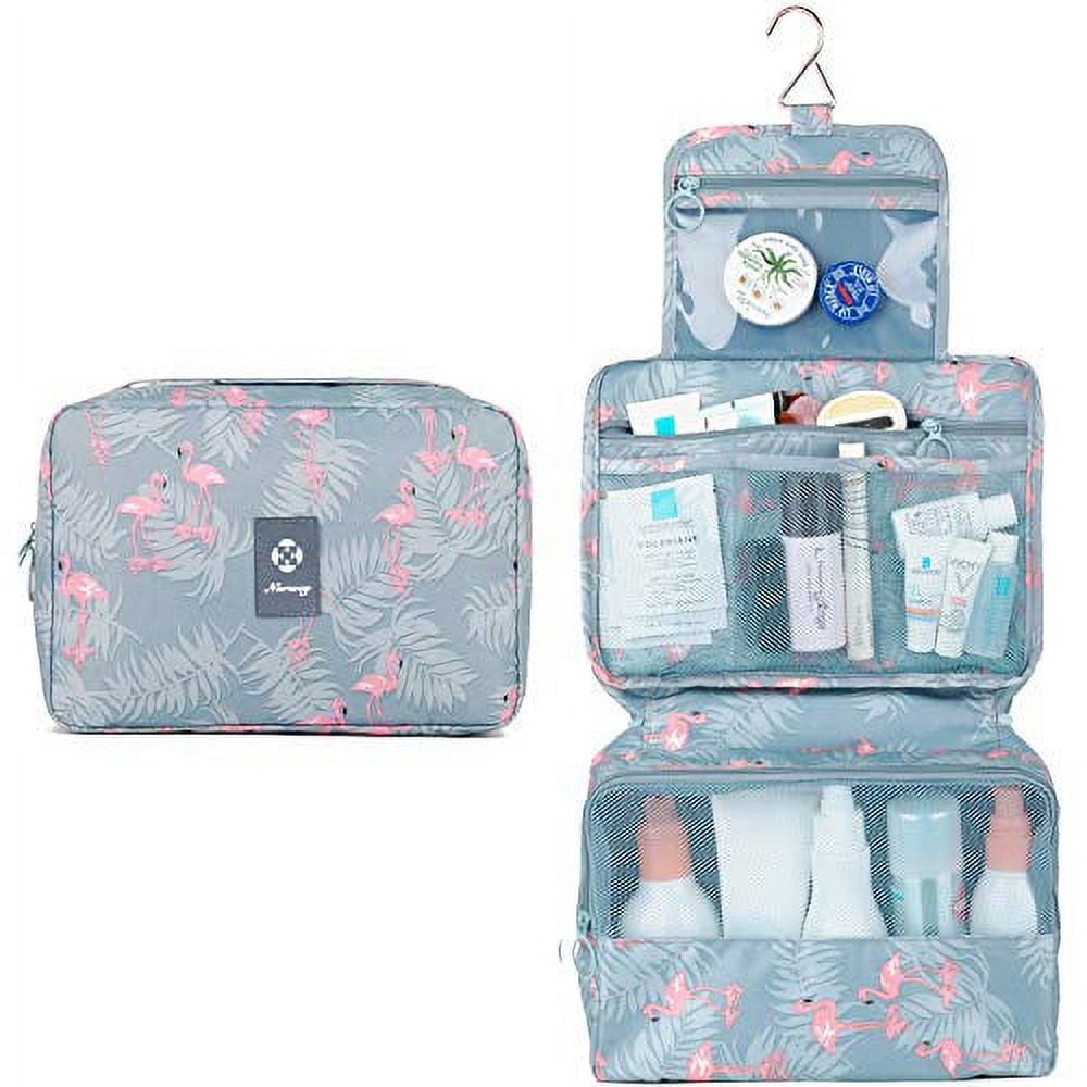 Narwey Make-up-Tasche – Großes Fassungsvermögen, Weit öffnend, Wasserabweisend, Dusty Rose