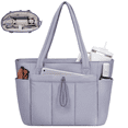 thumbnail image 1 of Narwey Large Puffer Work Tote Bag for Women, 20L Lightweight & Spacious Shoulder Handbag with Cup Holder, 15.6" Laptop Compartment & Trolley Sleeve for Travel, Nurse,Grey, 1 of 11