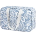 thumbnail image 1 of Travel Toiletry Bag Women Large Cosmetic Bag Travel Makeup Bag Organizer Medicine Bag for Toiletries Essentials Accessories, Blue Leaf, 1 of 8