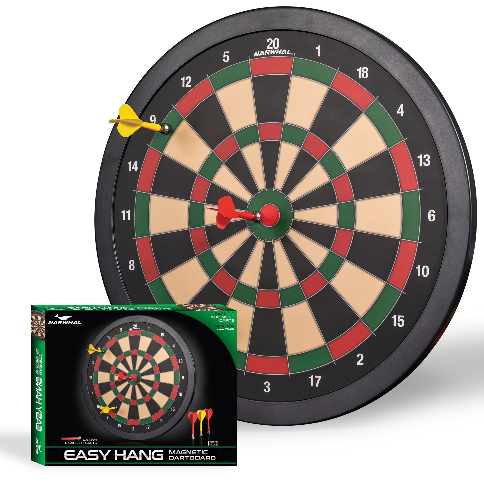 Narwhal 15.5in Easy Hang Magnetic Dartboard; Includes Six Magnetic Darts - image 1 of 7