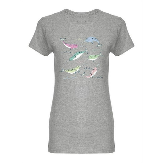 Narwhal Animal Set Shaped T-Shirt Women -Image by Shutterstock, Female Large