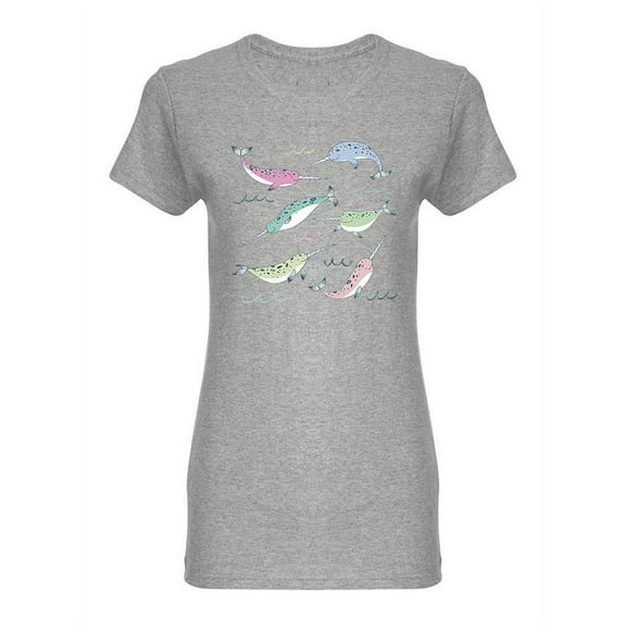 Narwhal Animal Set Shaped T-Shirt Women -Image by Shutterstock, Female x-Large