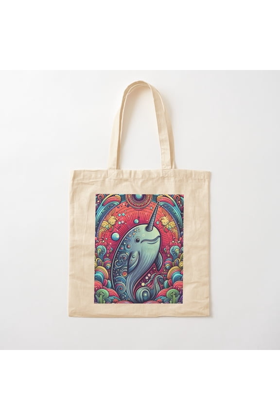 Narwhal Art, Narwhal Lovers Canvas Tote Bags, Reusable Shopping Bag